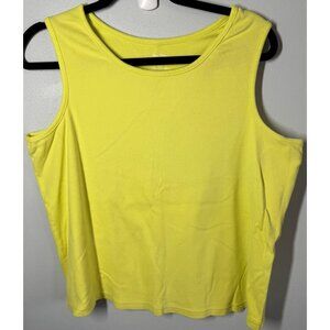 Studio Works Womens Yellow Knit Tank Top 1X 100% Cotton Summer Casual